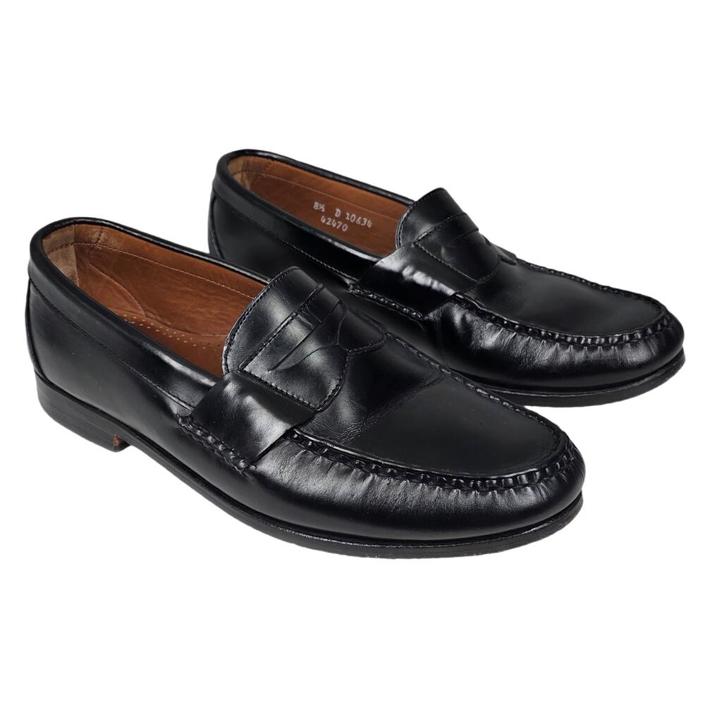 ALLEN EDMONDS WALDEN MOC-TOE BLACK LEATHER PENNY LOAFERS – MEN'S SIZE 8.5D